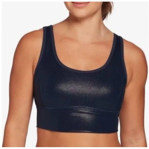 DSG Women's Black Metallic Sports Bra Racerback. Size Large - Picture 1 of 13